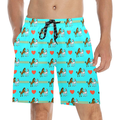 Horse Couple Love Print Design LKS309 Men's Swim Trunks Beach Shorts
