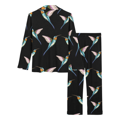 Hummingbird Pattern Print Design 06 Women's Long Pajama Set