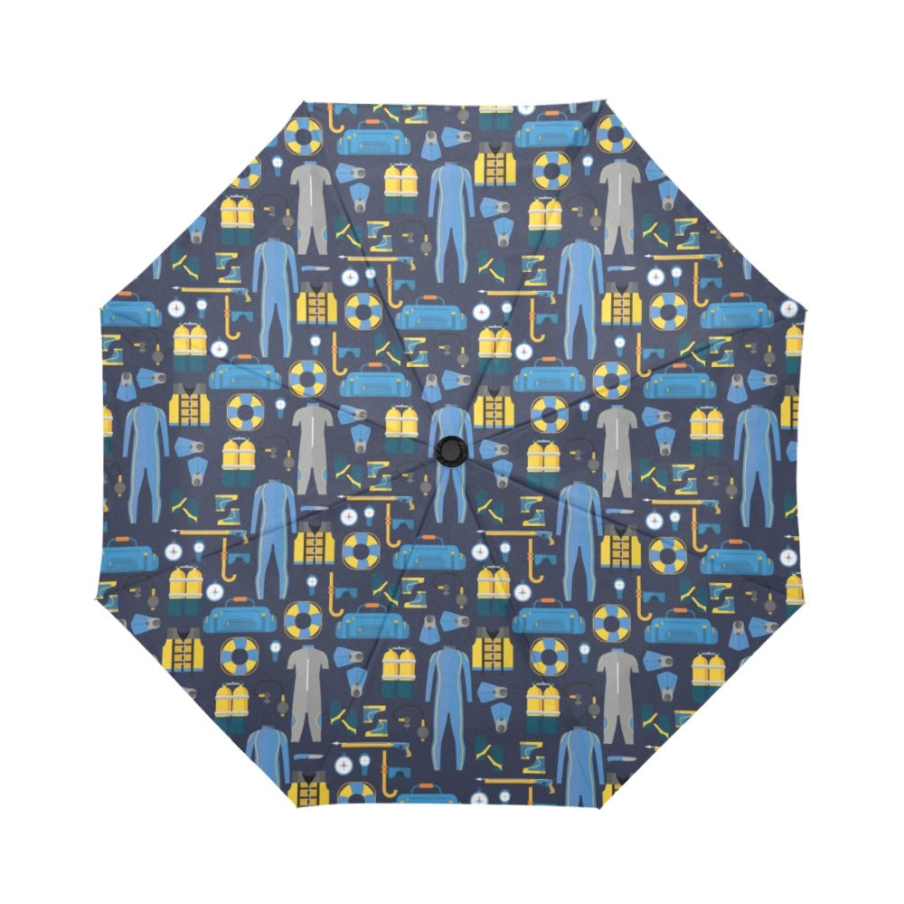 Scuba Equipment Print Design LKS305 Anti-UV Automatic Umbrella