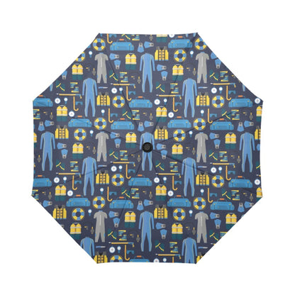 Scuba Equipment Print Design LKS305 Anti-UV Automatic Umbrella