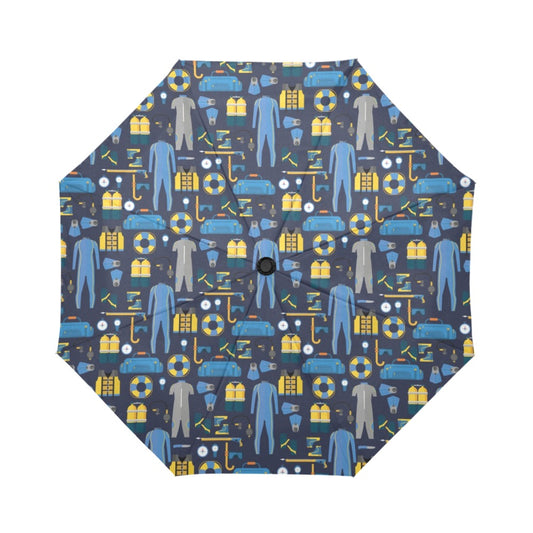 Scuba Equipment Print Design LKS305 Anti-UV Automatic Umbrella