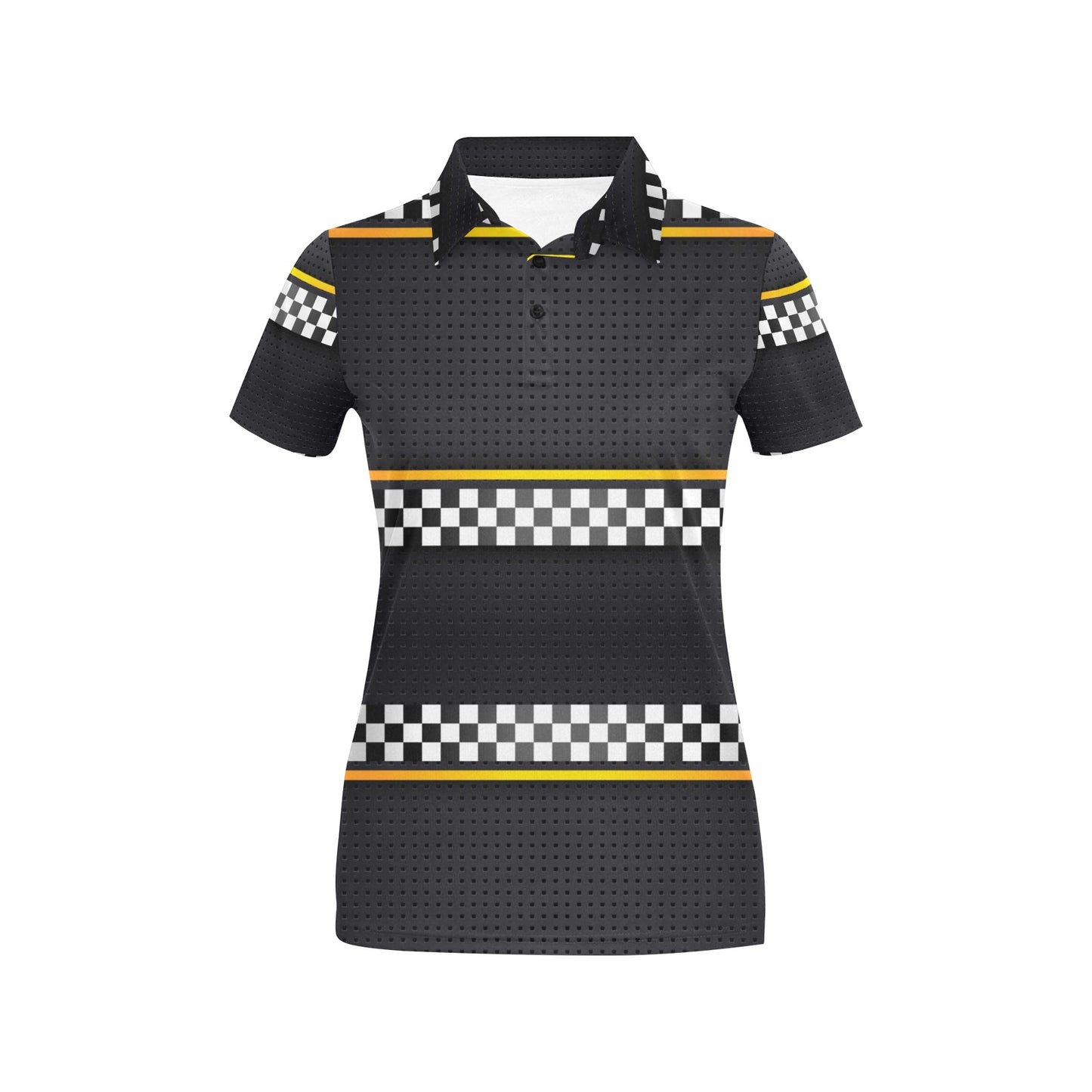 Checkered Flag Yellow Line Style Women's Polo Shirt
