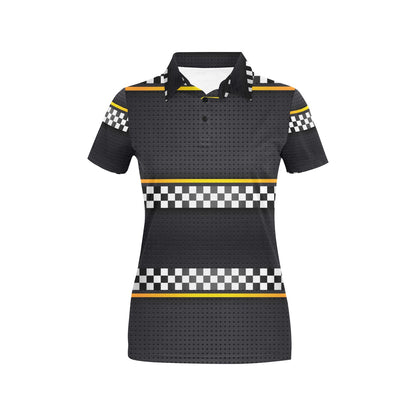Checkered Flag Yellow Line Style Women's Polo Shirt