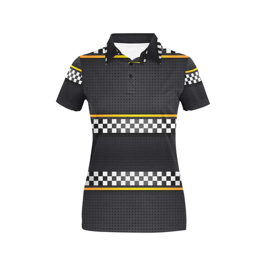 Checkered Flag Yellow Line Style Women's Polo Shirt