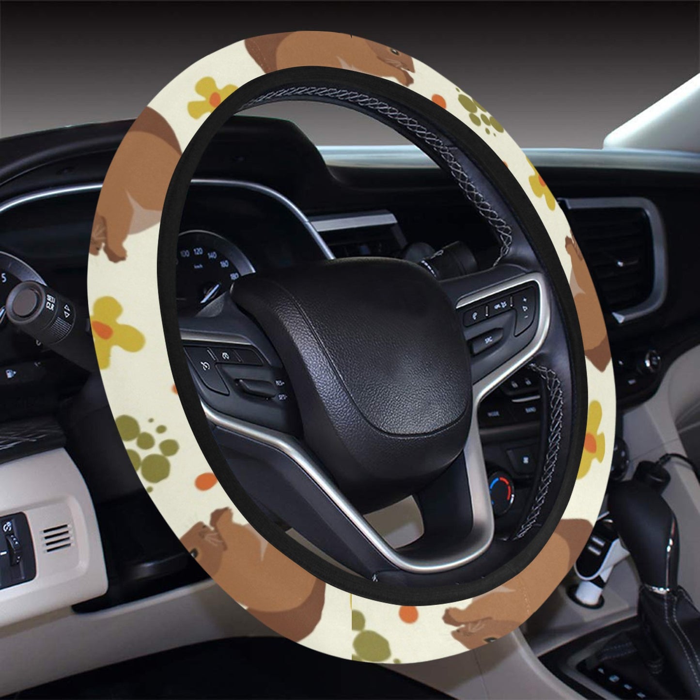 Squirrel Print Design LKS3010 Steering Wheel Cover with Elastic Edge