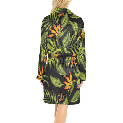 Bird Of Paradise Pattern Print Design BOP013 Women's Fleece Robe