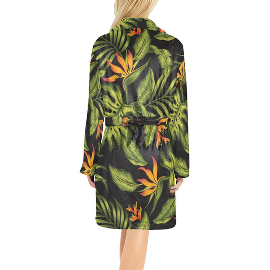 Bird Of Paradise Pattern Print Design BOP013 Women's Fleece Robe