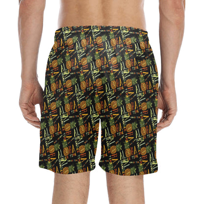 Aloha Hawaii Time Design Themed Print Men's Swim Trunks Beach Shorts