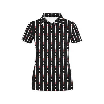 Baseball Pattern Print Design 03 Women's Polo Shirt