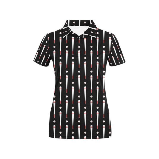 Baseball Pattern Print Design 03 Women's Polo Shirt