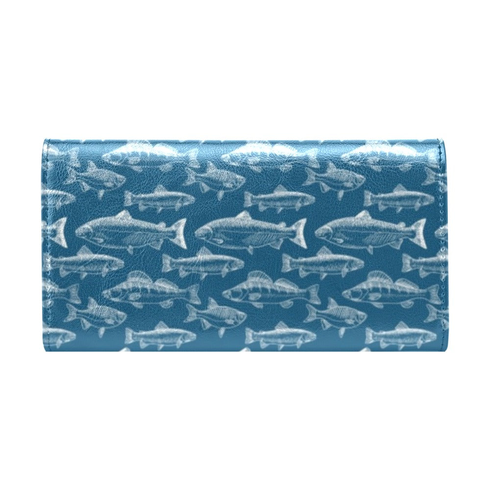 Salmon Fish Print Design LKS301 Women's Trifold Wallet