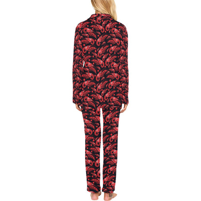 Shrimp Print Design LKS303 Women's Long Pajama Set