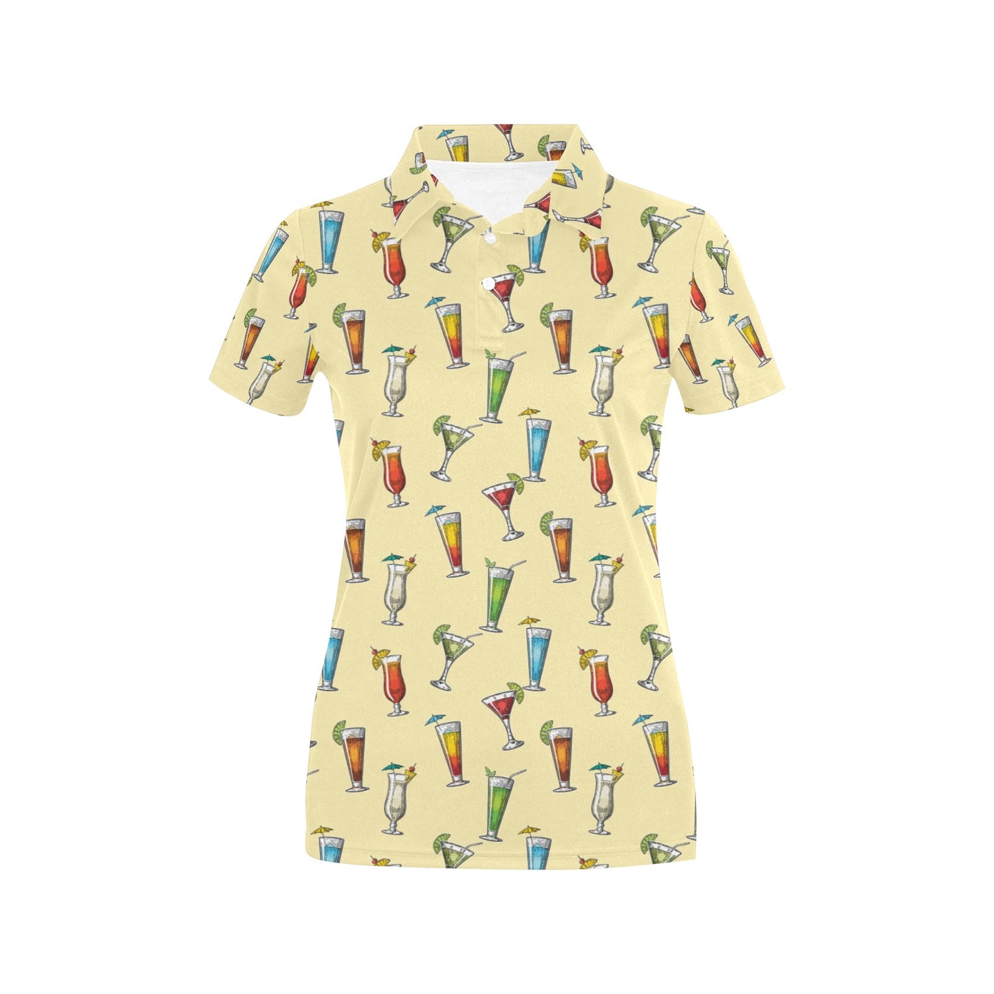 Cocktail Pattern Print Design 02 Women's Polo Shirt