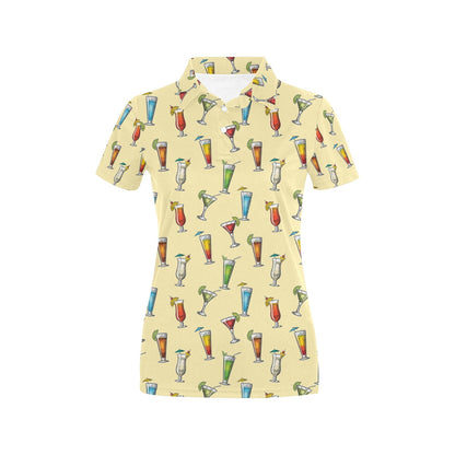 Cocktail Pattern Print Design 02 Women's Polo Shirt