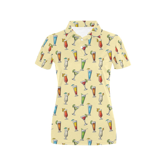 Cocktail Pattern Print Design 02 Women's Polo Shirt