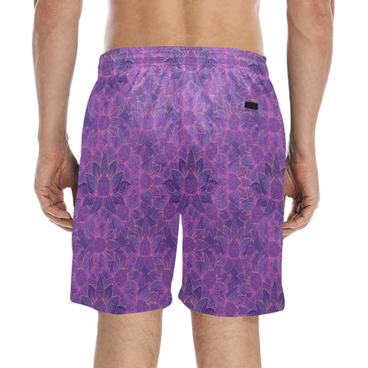 Bohemian Lotus Mandala Style Men's Swim Trunks Beach Shorts
