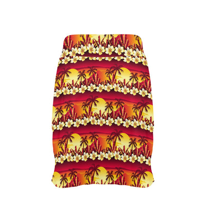 Hawaiian Tropical Sunset Hibiscus Print 17" Golf & Pickleball Skort with Pockets