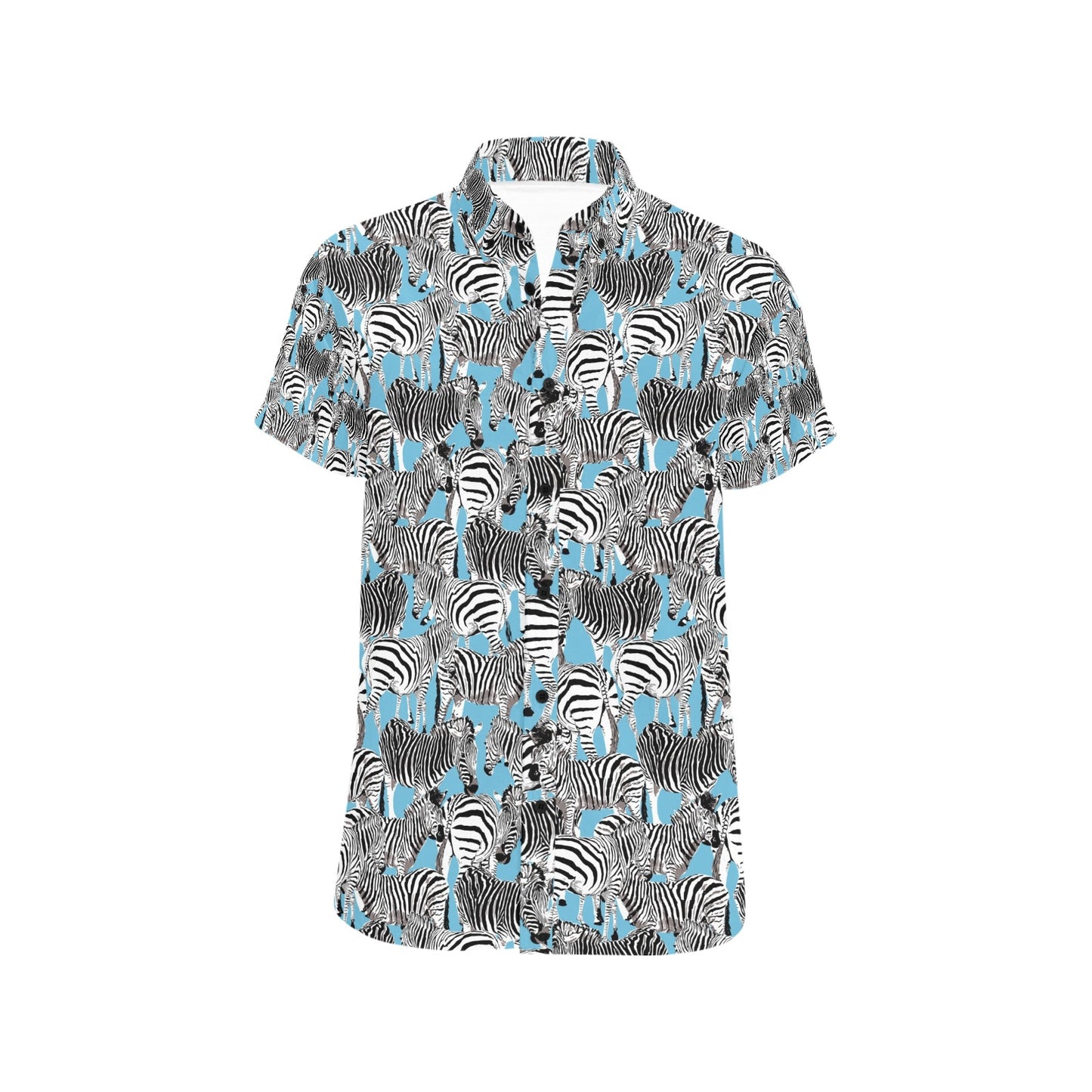 Zebra Print Design LKS305 Men Short Sleeve Button Up Shirt