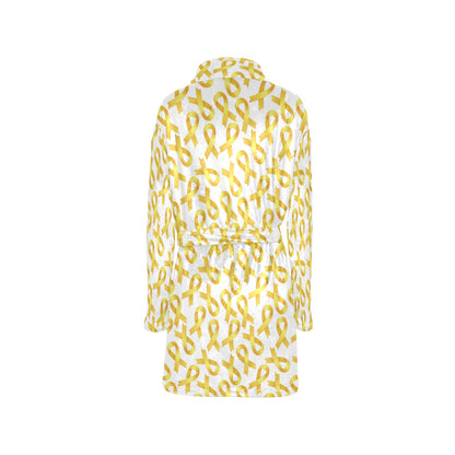 Childhood cancer Pattern Print Design 02 Women's Fleece Robe