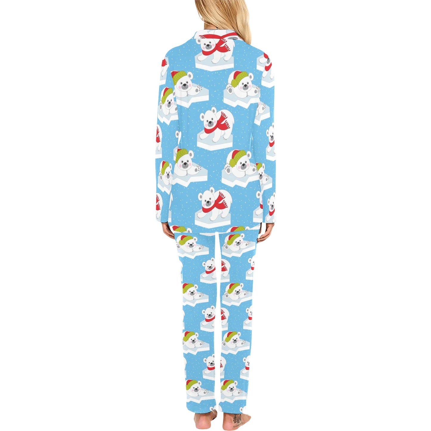 Polar Bear Pattern Print Design PB06 Women's Long Pajama Set