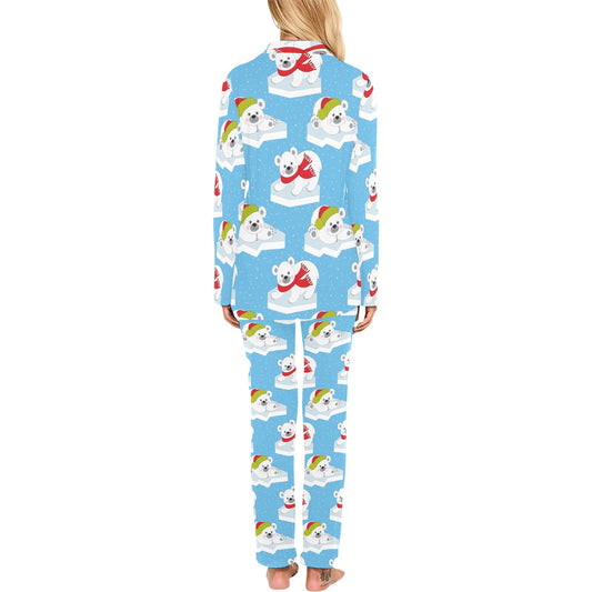 Polar Bear Pattern Print Design PB06 Women's Long Pajama Set