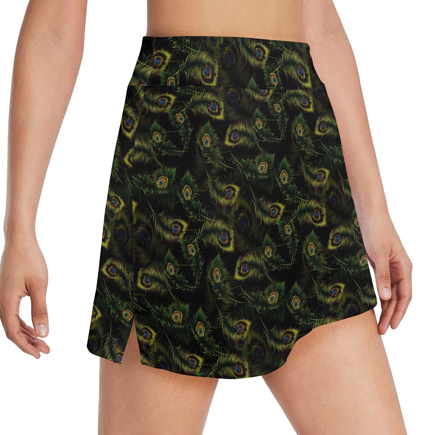 Peacock Feather Pattern Design Print 17" Golf & Pickleball Skort with Pockets