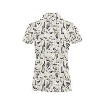 Wine Themed Print Design LKS306 Women's Polo Shirt
