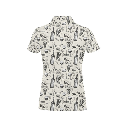 Wine Themed Print Design LKS306 Women's Polo Shirt
