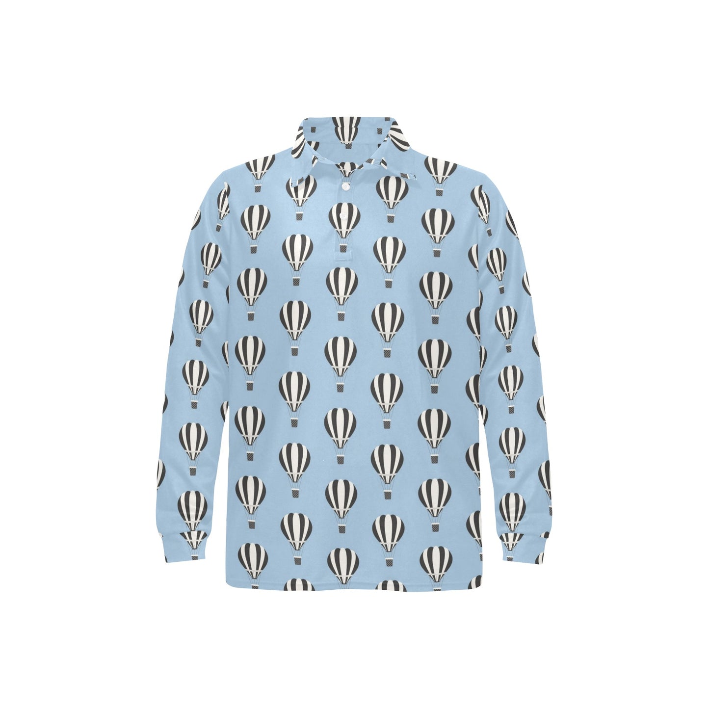 Ballon Pattern Print Design 05 Long Sleeve Polo Shirt For Men's