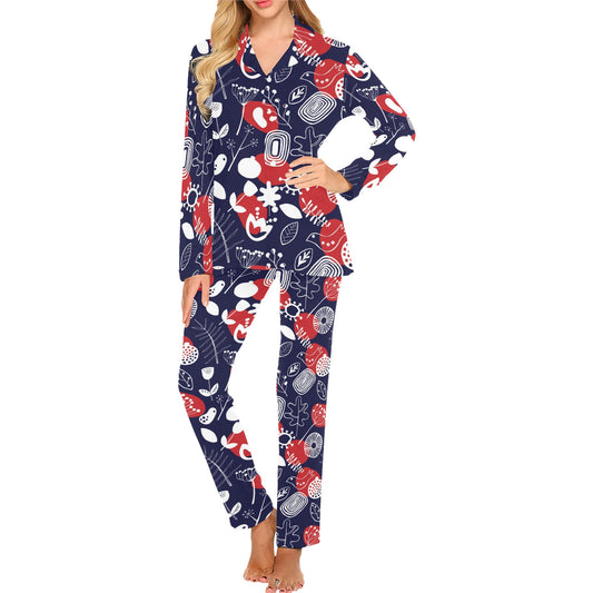 Nordic Pattern Print Design A02 Women's Long Pajama Set
