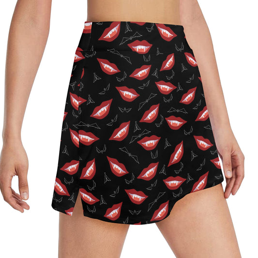Vampire Lips Print Design LKS301 17" Golf & Pickleball Skort with Pockets