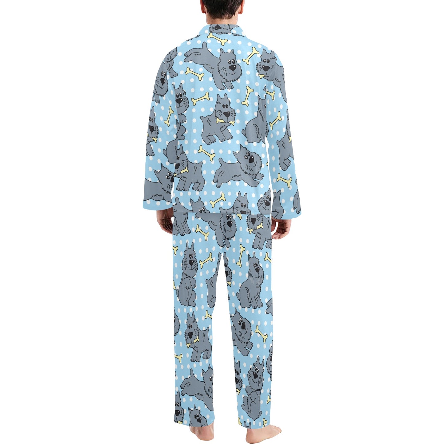 Schnauzers Pattern Print Design A02 Men's Long Pajama Set