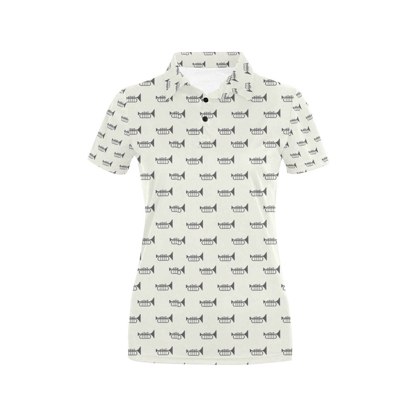 Trumpet Pattern Themed Print Women's Polo Shirt