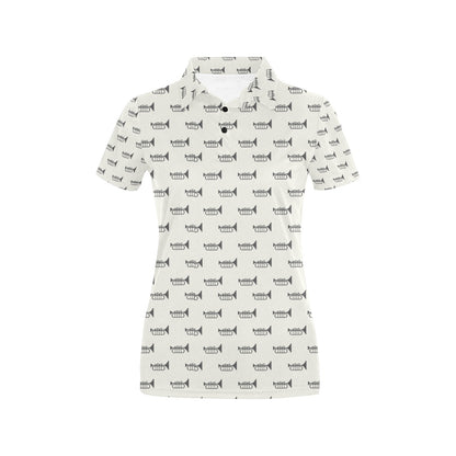 Trumpet Pattern Themed Print Women's Polo Shirt