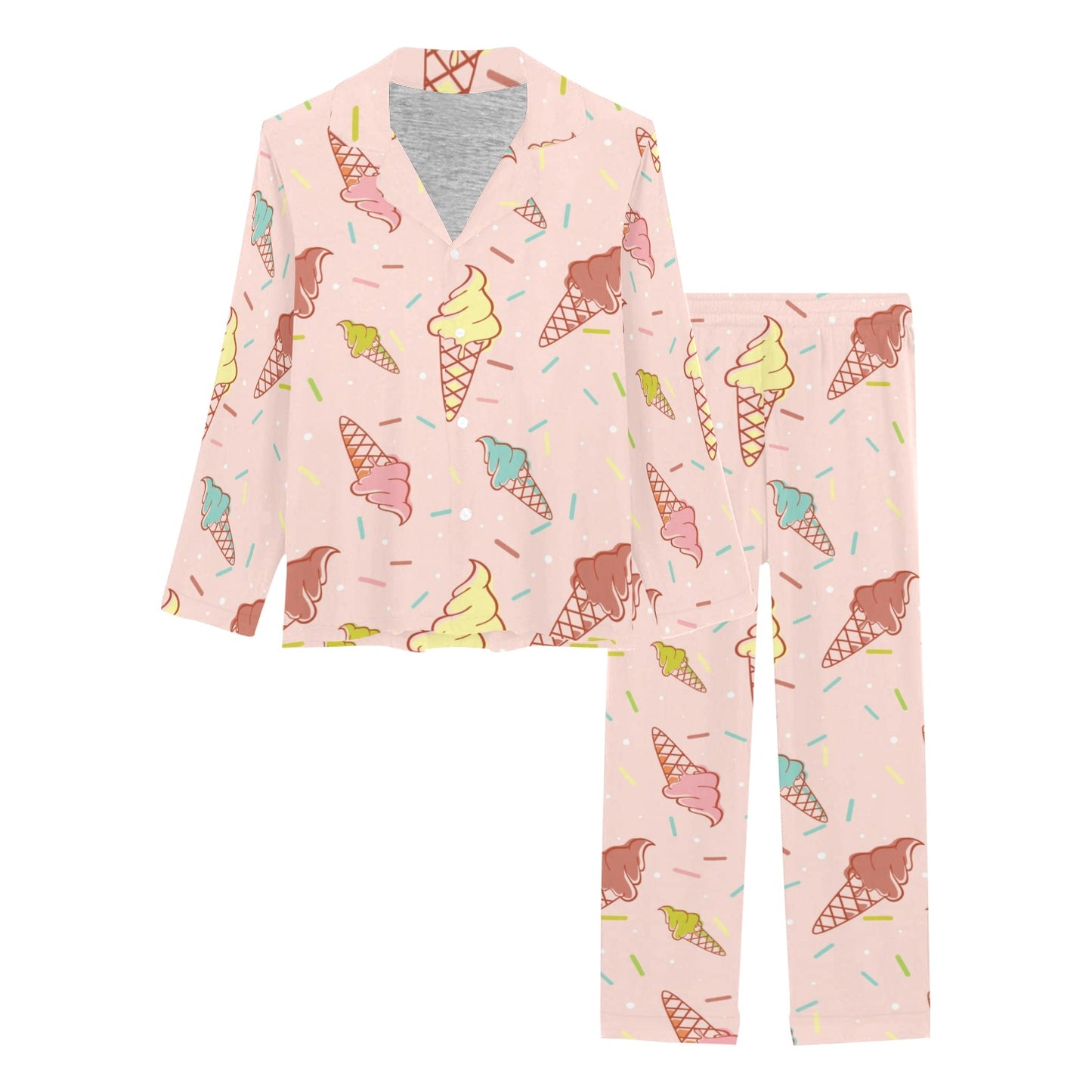 Ice Cream Pattern Print Design 02 Women's Long Pajama Set