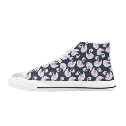 Swan Print Design LKS403 Men's High Top Canvas Shoes