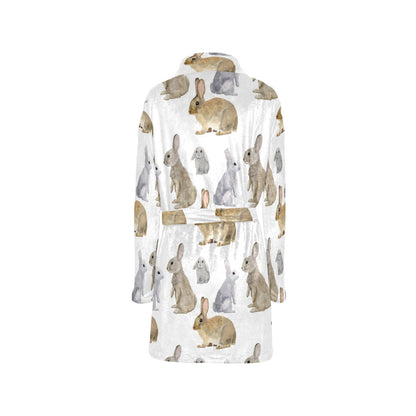 Rabbit Pattern Print Design 02 Women's Fleece Robe