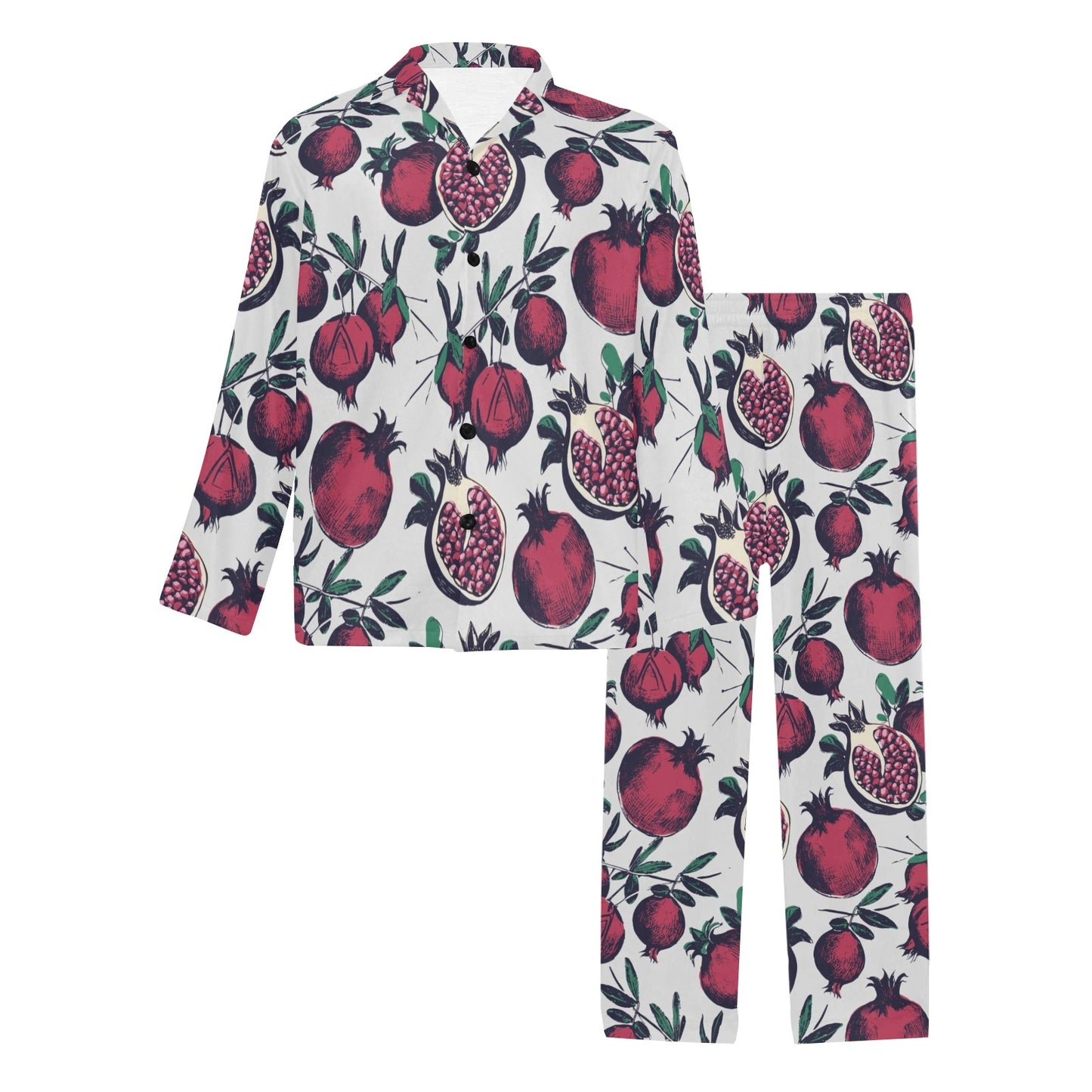 Pomegranate Pattern Print Design PG01 Men's Long Pajama Set