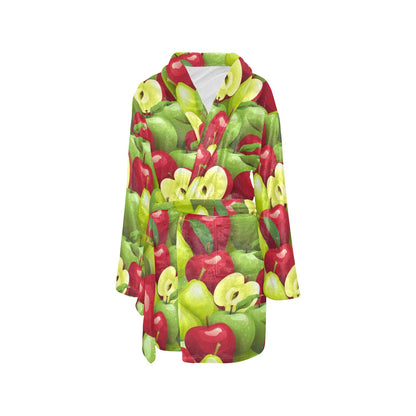 Apple Pattern Print Design AP03 Women's Fleece Robe