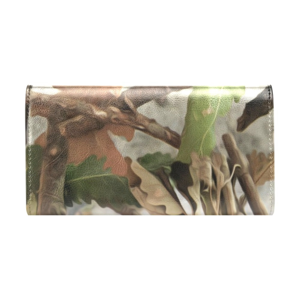 Camo Realistic Tree Forest Print Women's Trifold Wallet