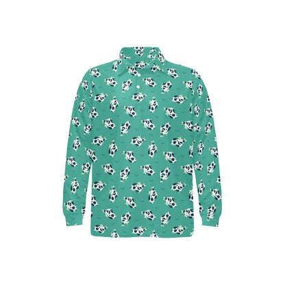 Cow Pattern Print Design 03 Long Sleeve Polo Shirt For Men's
