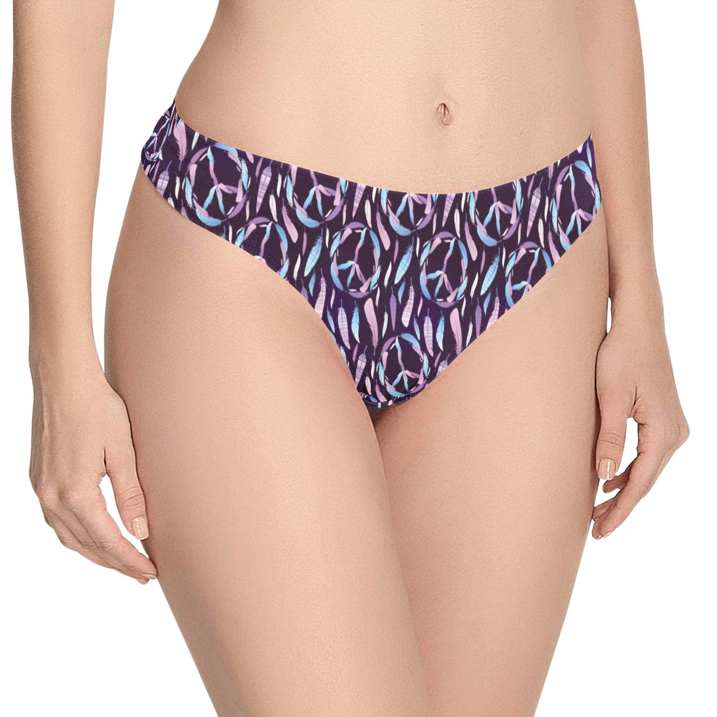 Peace Sign Feather Design Print Women's Thongs