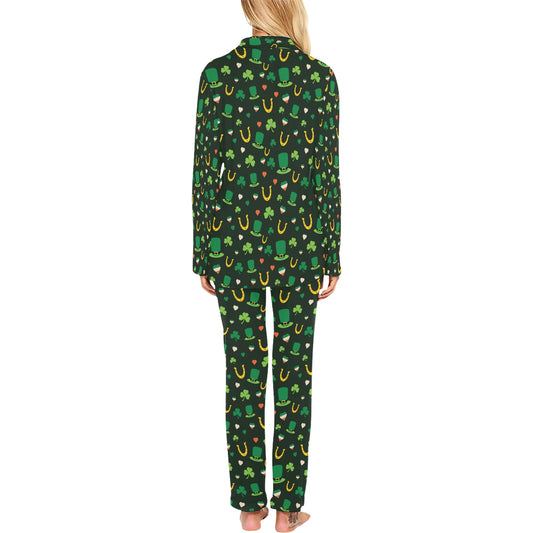 Shamrock Print Design LKS308 Women's Long Pajama Set