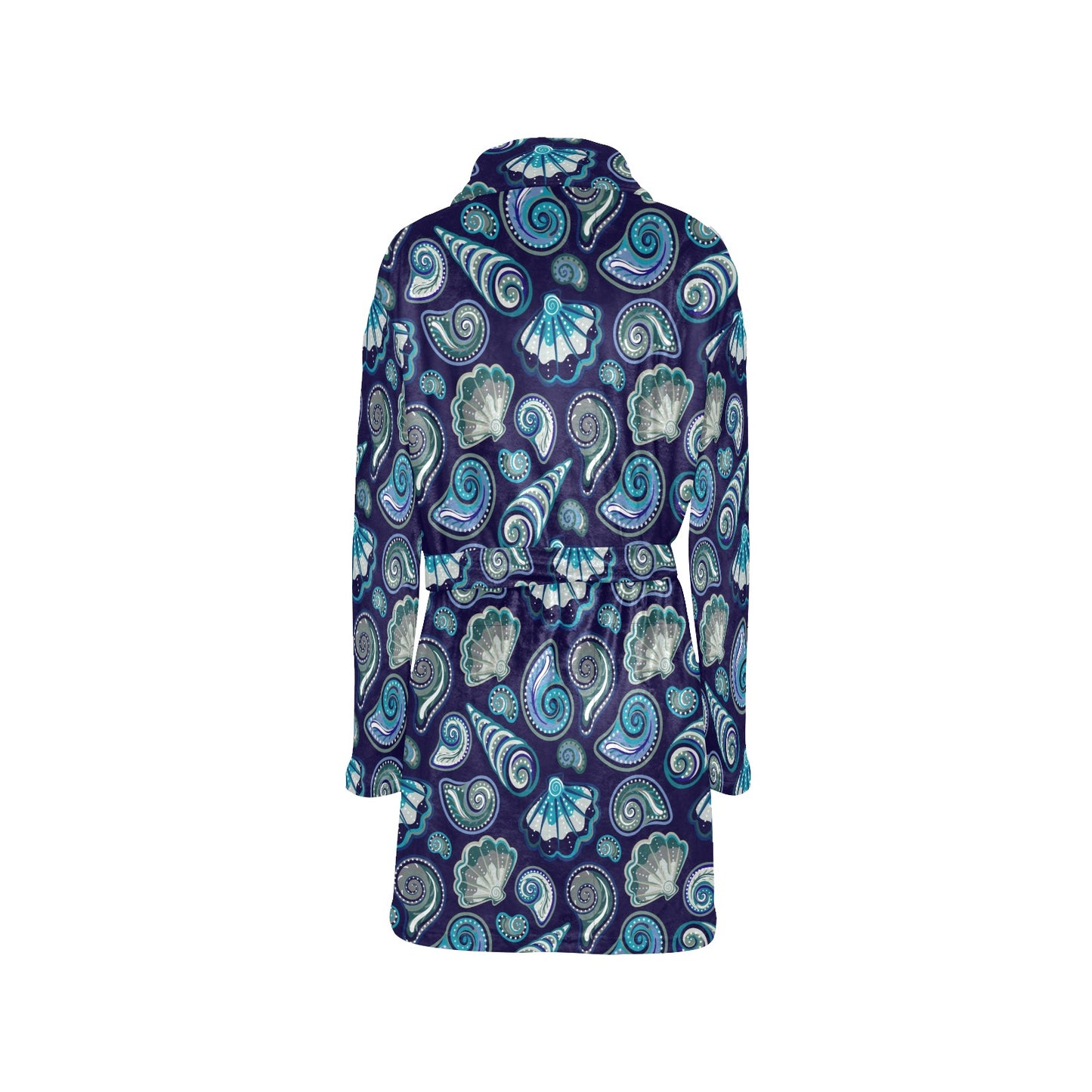 Beach Seashell Blue Print Women's Fleece Robe