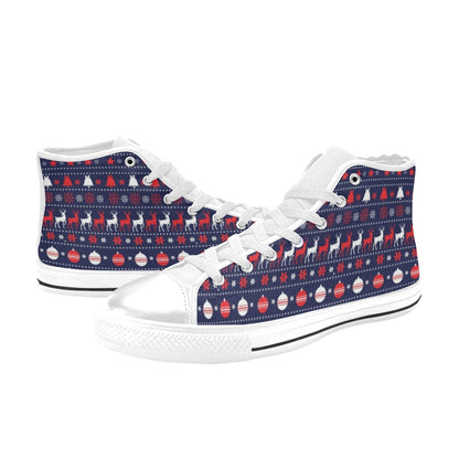 Reindeer Print Design LKS404 Men's High Top Canvas Shoes