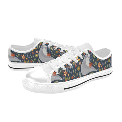 Sloth Print Design LKS303 Women's White Low Top Shoes