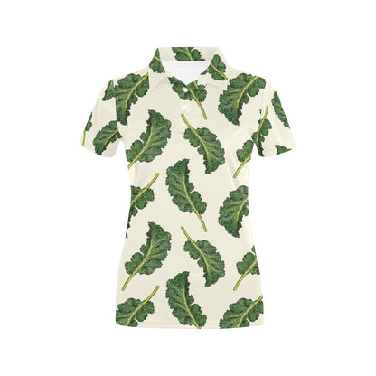 Kale Pattern Print Design 03 Women's Polo Shirt