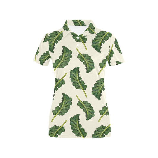 Kale Pattern Print Design 03 Women's Polo Shirt