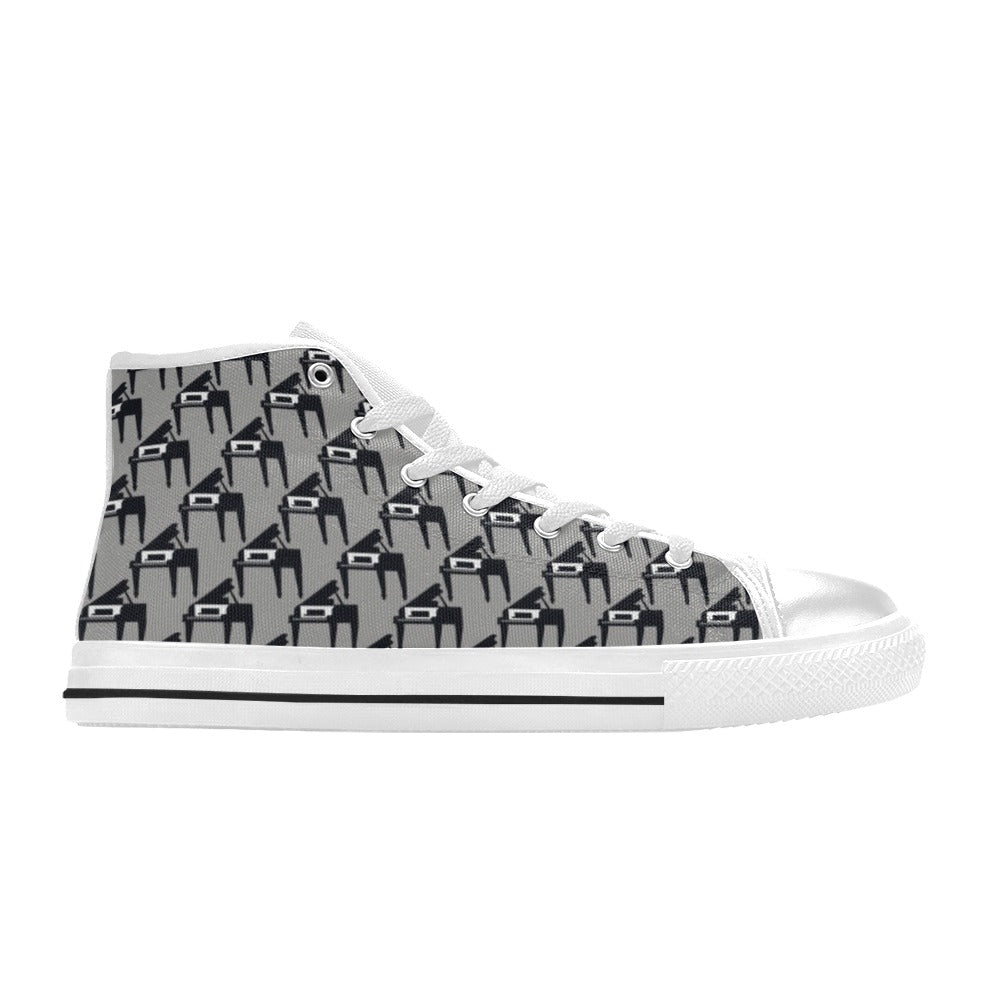 Piano Print Design LKS404 Men's High Top Canvas Shoes