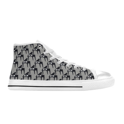 Piano Print Design LKS404 Men's High Top Canvas Shoes